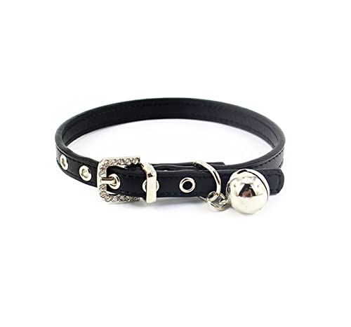 Halsband für Haustiere, Welpen, Hunde und Katzen, Halsband, Leine, Halskette, Kristallschnalle mit Glöckchen, PU-Leder, Haustierhalsband, Leine für kleine Hunde (Farbe: 8, Größe: XS) (1 S) von LXYDPZ