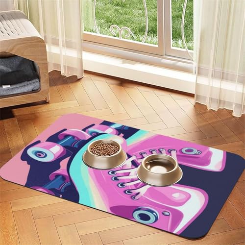 Absorbierende Leder-Tischdecke für Hunde und Katzen, Retro-Rollschuh-Aufdruck, Futtermatte für Hunde und Katzen Absorbierende Leder-Tischdecke für Hunde und Katzen, Retro-Rollschuh-Aufdruck, Futtermatte für Hunde und Katzen von LXqlSS