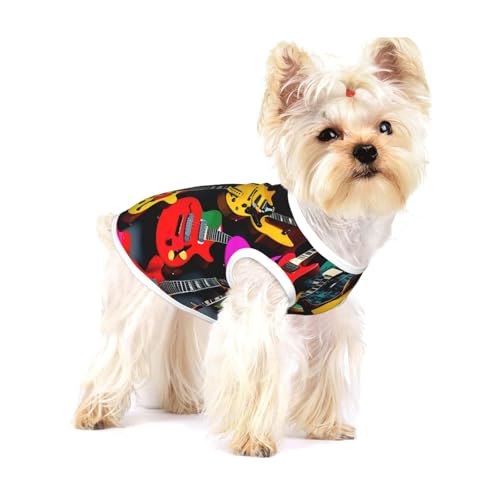 Buntes Hundehemd mit Gitarren-Aufdruck, Weste für kleine Rassen wie Chihuahuas, Yorkies und Welpen Buntes Hundehemd mit Gitarren-Aufdruck, Weste für kleine Rassen wie Chihuahuas, Yorkies und Welpen von LXqlSS