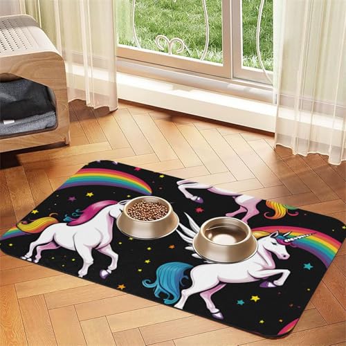 Einhorn-Zubehör, saugfähige Leder-Tischdecke für Hunde und Katzen, Haustierfuttermatte aus Leder für Hunde und Katzen Einhorn-Zubehör, saugfähige Leder-Tischdecke für Hunde und Katzen, Haustierfuttermatte aus Leder für Hunde und Katzen von LXqlSS