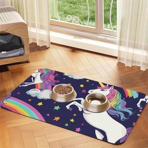 Einhorn-Zubehör, saugfähige Leder-Tischdecke für Hunde und Katzen, Haustierfuttermatte aus Leder für Hunde und Katzen von LXqlSS