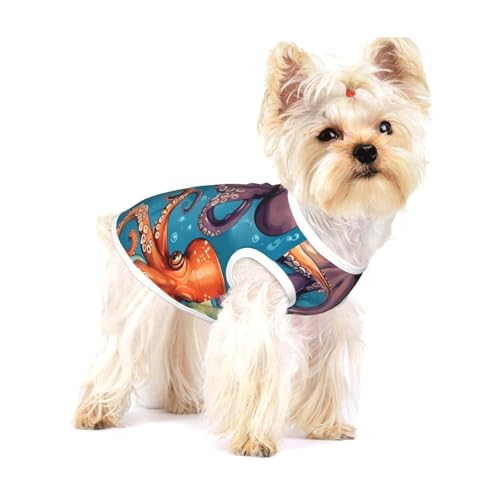 Farbiges Hundehemd mit Oktopus-Aufdruck, Weste für kleine Rassen wie Chihuahuas, Yorkies und Welpen Farbiges Hundehemd mit Oktopus-Aufdruck, Weste für kleine Rassen wie Chihuahuas, Yorkies und Welpen von LXqlSS