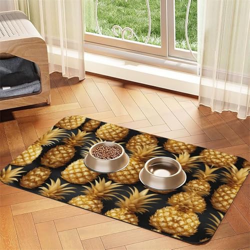 Goldene Ananas-Hintergrund-Druck, saugfähige Leder-Tischdecke für Hunde und Katzen, Tierfuttermatte, Leder-Futtermatte für Hunde und Katzen Goldene Ananas-Hintergrund-Druck, saugfähige Leder-Tischdecke für Hunde und Katzen, Tierfuttermatte, Leder-Futtermatte für Hunde und Katzen von LXqlSS