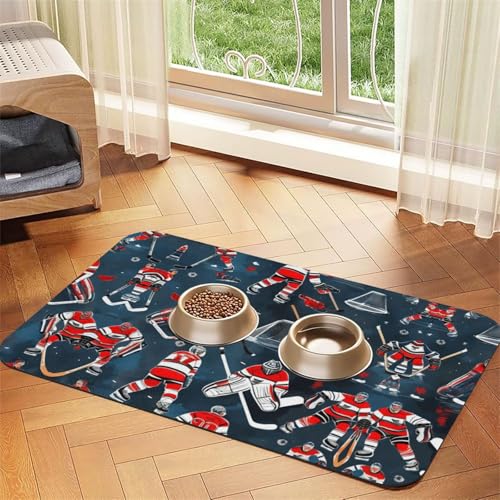 Hockey-Elemente, kreativer gemusterter Druck, saugfähige Leder-Tischdecke für Hunde und Katzen, Haustierfuttermatte aus Leder für Hunde und Katzen Hockey-Elemente, kreativer gemusterter Druck, saugfähige Leder-Tischdecke für Hunde und Katzen, Haustierfuttermatte aus Leder für Hunde und Katzen von LXqlSS
