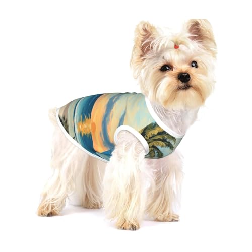 Hunde-Shirt, Palme über blauem Meer, Ozean-Druck, für kleine Rassen wie Chihuahuas, Yorkies und Welpen Hunde-Shirt, Palme über blauem Meer, Ozean-Druck, für kleine Rassen wie Chihuahuas, Yorkies und Welpen von LXqlSS