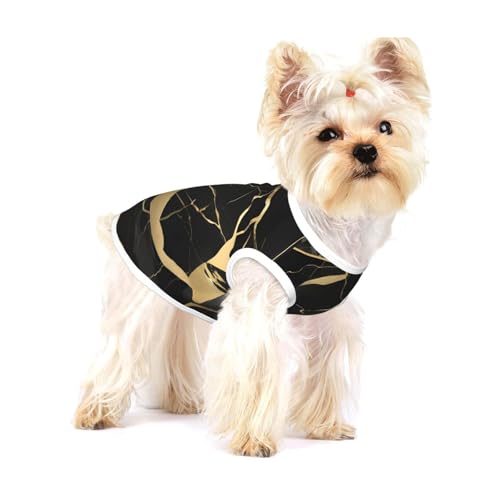 Hunde-Shirt, für kleine Rassen wie Chihuahuas, Yorkies und Welpen, Marmor-Textur, goldfarben, Schwarz Hunde-Shirt, für kleine Rassen wie Chihuahuas, Yorkies und Welpen, Marmor-Textur, goldfarben, Schwarz von LXqlSS