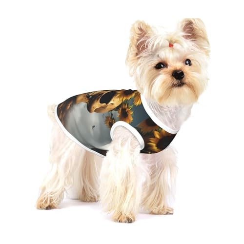 Hunde-Shirt mit Sonnenblumen-Motiv, Halloween-Totenkopf-Druck, für kleine Rassen wie Chihuahuas, Yorkies und Welpen Hunde-Shirt mit Sonnenblumen-Motiv, Halloween-Totenkopf-Druck, für kleine Rassen wie Chihuahuas, Yorkies und Welpen von LXqlSS
