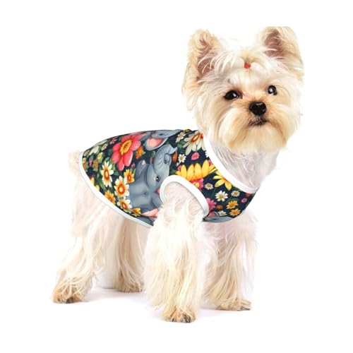 Hundehemd mit Blumen- und Elefanten-Aufdruck, für kleine Rassen wie Chihuahuas, Yorkies und Welpen Hundehemd mit Blumen- und Elefanten-Aufdruck, für kleine Rassen wie Chihuahuas, Yorkies und Welpen von LXqlSS