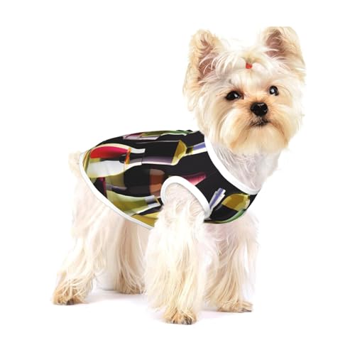Hundehemd mit Cocktail- und Weinflaschen-Aufdruck, für kleine Rassen wie Chihuahuas, Yorkies und Welpen von LXqlSS