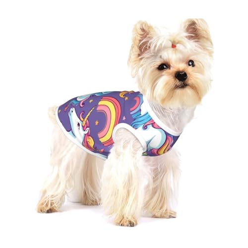 Hundehemd mit Einhorn-Motiv, für kleine Rassen wie Chihuahuas, Yorkies und Welpen von LXqlSS