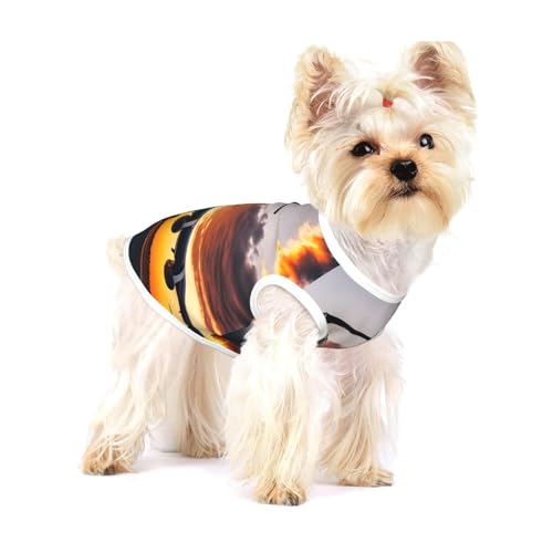 Hundehemd mit Flugzeugmotiv bei Sonnenuntergang, für kleine Rassen wie Chihuahuas, Yorkies und Welpen von LXqlSS