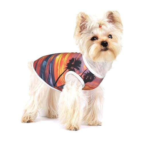Hundehemd mit Palmen-Sonnenuntergangs-Aufdruck, für kleine Rassen wie Chihuahuas, Yorkies und Welpen Hundehemd mit Palmen-Sonnenuntergangs-Aufdruck, für kleine Rassen wie Chihuahuas, Yorkies und Welpen von LXqlSS
