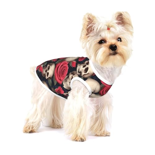 Hundehemd mit Rosen- und Totenkopf-Aufdruck, für kleine Rassen wie Chihuahuas, Yorkies und Welpen Hundehemd mit Rosen- und Totenkopf-Aufdruck, für kleine Rassen wie Chihuahuas, Yorkies und Welpen von LXqlSS