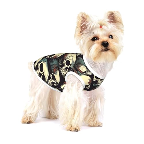 Hundehemd mit Totenkopf-Skelett-Druck, für kleine Rassen wie Chihuahuas, Yorkies und Welpen Hundehemd mit Totenkopf-Skelett-Druck, für kleine Rassen wie Chihuahuas, Yorkies und Welpen von LXqlSS