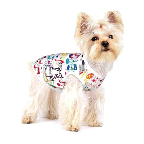 Hundehemd mit buntem Musiknoten-Aufdruck, für kleine Rassen wie Chihuahuas, Yorkies und Welpen Hundehemd mit buntem Musiknoten-Aufdruck, für kleine Rassen wie Chihuahuas, Yorkies und Welpen von LXqlSS
