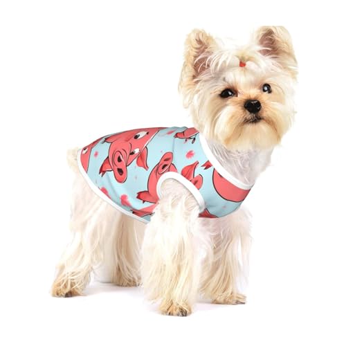 Hundehemd mit niedlichem Schweinchen-Aufdruck, für kleine Rassen wie Chihuahuas, Yorkies und Welpen, Rot von LXqlSS