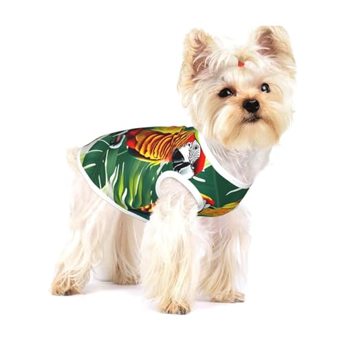 Hundehemd mit tropischem Blumen- und Papageien-Druck, für kleine Rassen wie Chihuahuas, Yorkies und Welpen Hundehemd mit tropischem Blumen- und Papageien-Druck, für kleine Rassen wie Chihuahuas, Yorkies und Welpen von LXqlSS