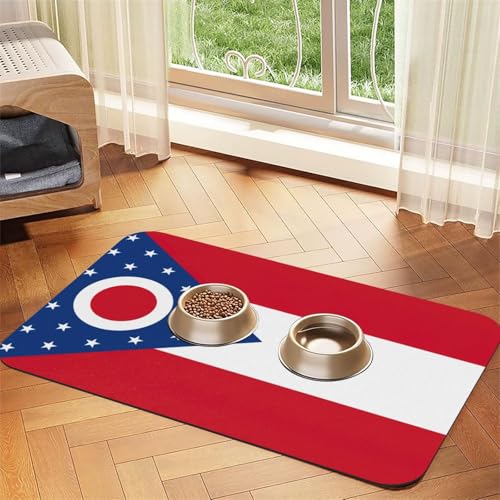 Ohio State Flag Print Haustier saugfähige Leder-Tischdecke für Hunde und Katzen, Haustierfuttermatte aus Leder für Hunde und Katzen von LXqlSS