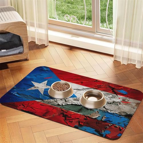 Puerto Rico Tapeten-Flaggen-Druck, saugfähige Leder-Tischdecke für Hunde und Katzen, Tierfuttermatte, Leder-Futtermatte für Hunde und Katzen Puerto Rico Tapeten-Flaggen-Druck, saugfähige Leder-Tischdecke für Hunde und Katzen, Tierfuttermatte, Leder-Futtermatte für Hunde und Katzen von LXqlSS