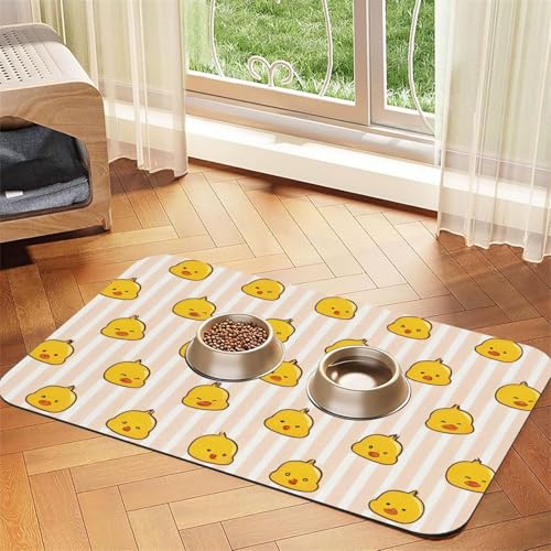 Saugfähige Leder-Tischdecke für Hunde und Katzen, Cartoon-Bild, Entenmuster, Futtermatte für Hunde und Katzen von LXqlSS