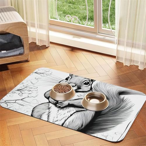 Saugfähige Leder-Tischdecke für Hunde und Katzen, Cartoon-Eichhörnchen-Druck, Futtermatte für Hunde und Katzen Saugfähige Leder-Tischdecke für Hunde und Katzen, Cartoon-Eichhörnchen-Druck, Futtermatte für Hunde und Katzen von LXqlSS