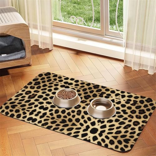 Saugfähige Leder-Tischdecke für Hunde und Katzen, Leopardenmuster, Futtermatte aus Leder für Hunde und Katzen von LXqlSS