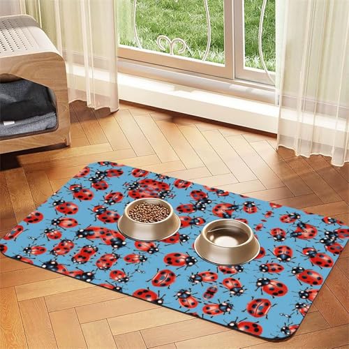 Saugfähige Leder-Tischdecke für Hunde und Katzen, Marienkäfer auf Hintergrund, Futtermatte aus Leder für Hunde und Katzen Saugfähige Leder-Tischdecke für Hunde und Katzen, Marienkäfer auf Hintergrund, Futtermatte aus Leder für Hunde und Katzen von LXqlSS