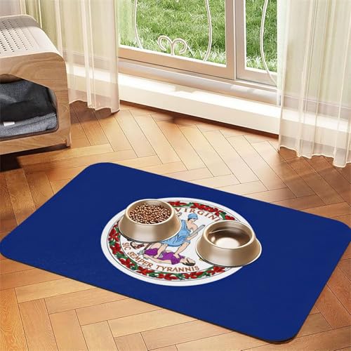 Saugfähige Leder-Tischdecke für Hunde und Katzen, Motiv: Flagge von Virginia, Futtermatte aus Leder für Hunde und Katzen von LXqlSS