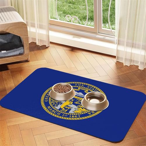 Saugfähige Leder-Tischdecke für Hunde und Katzen, Motiv: Nebraska-Flagge, Futtermatte aus Leder für Hunde und Katzen von LXqlSS