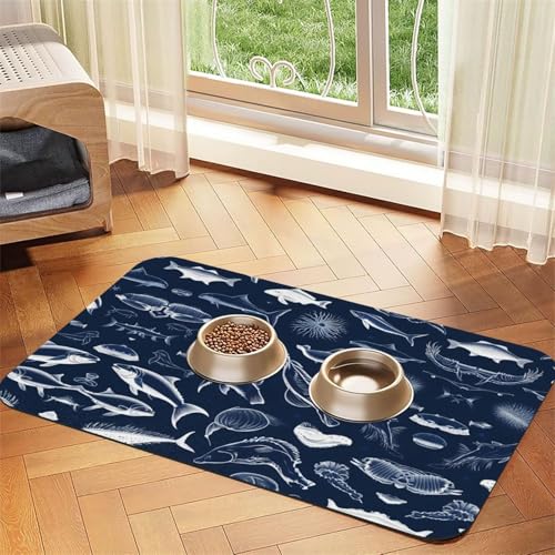 Saugfähige Leder-Tischdecke für Hunde und Katzen, Motiv: Ozean-Fische, Futtermatte aus Leder für Hunde und Katzen Saugfähige Leder-Tischdecke für Hunde und Katzen, Motiv: Ozean-Fische, Futtermatte aus Leder für Hunde und Katzen von LXqlSS
