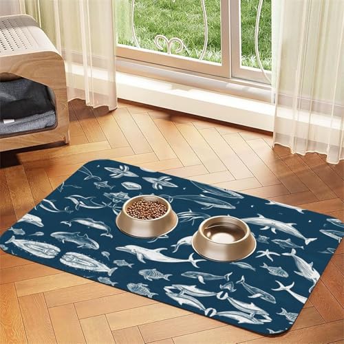 Saugfähige Leder-Tischdecke für Hunde und Katzen, Motiv: Ozean-Fische, Futtermatte aus Leder für Hunde und Katzen Saugfähige Leder-Tischdecke für Hunde und Katzen, Motiv: Ozean-Fische, Futtermatte aus Leder für Hunde und Katzen von LXqlSS