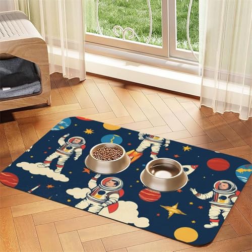 Saugfähige Leder-Tischdecke für Hunde und Katzen, Motiv: Rakete im Weltraum, Futtermatte aus Leder für Hunde und Katzen Saugfähige Leder-Tischdecke für Hunde und Katzen, Motiv: Rakete im Weltraum, Futtermatte aus Leder für Hunde und Katzen von LXqlSS