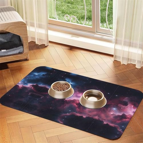 Saugfähige Leder-Tischdecke für Hunde und Katzen, Motiv: Sternenhimmel, tiefer Weltraum-Druck, Haustierfuttermatte für Hunde und Katzen von LXqlSS