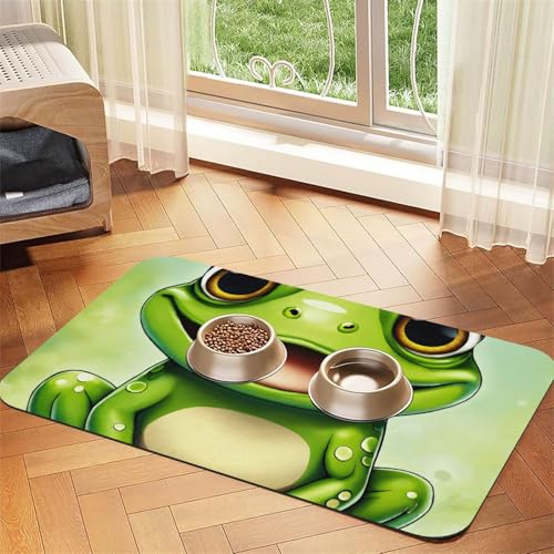 Saugfähige Leder-Tischdecke für Hunde und Katzen, Motiv: grüner Frosch, Futtermatte aus Leder für Hunde und Katzen Saugfähige Leder-Tischdecke für Hunde und Katzen, Motiv: grüner Frosch, Futtermatte aus Leder für Hunde und Katzen von LXqlSS