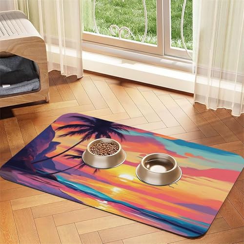 Saugfähige Leder-Tischdecke für Hunde und Katzen, Palmenaufdruck, Futtermatte aus Leder für Hunde und Katzen Saugfähige Leder-Tischdecke für Hunde und Katzen, Palmenaufdruck, Futtermatte aus Leder für Hunde und Katzen von LXqlSS