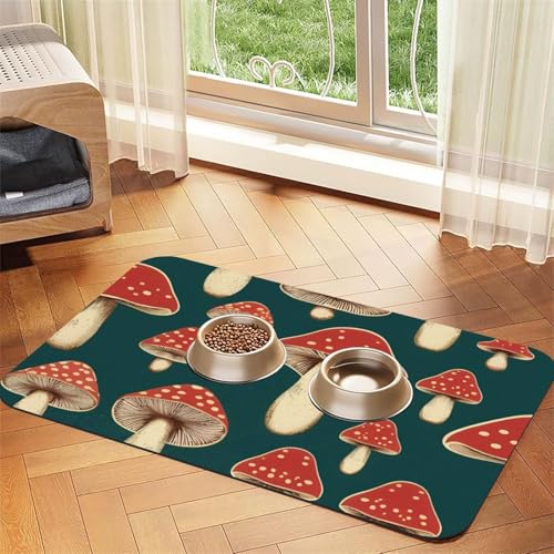 Saugfähige Leder-Tischdecke für Hunde und Katzen, Pilzdruck, Futtermatte aus Leder für Hunde und Katzen Saugfähige Leder-Tischdecke für Hunde und Katzen, Pilzdruck, Futtermatte aus Leder für Hunde und Katzen von LXqlSS