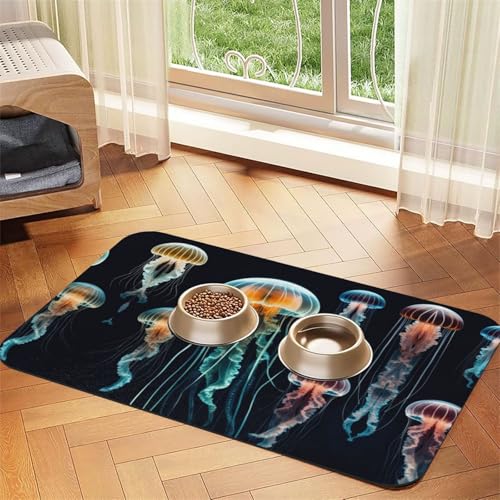 Saugfähige Leder-Tischdecke für Hunde und Katzen, Quallen-Ozean-Druck, Futtermatte aus Leder für Hunde und Katzen Saugfähige Leder-Tischdecke für Hunde und Katzen, Quallen-Ozean-Druck, Futtermatte aus Leder für Hunde und Katzen von LXqlSS