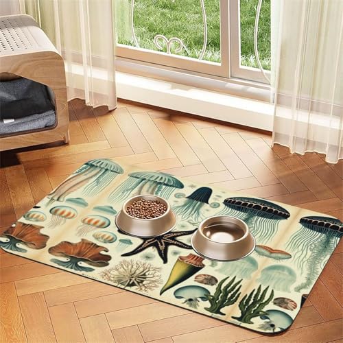 Saugfähige Leder-Tischdecke für Hunde und Katzen, Quallen-Ozean-Druck, Futtermatte aus Leder für Hunde und Katzen Saugfähige Leder-Tischdecke für Hunde und Katzen, Quallen-Ozean-Druck, Futtermatte aus Leder für Hunde und Katzen von LXqlSS