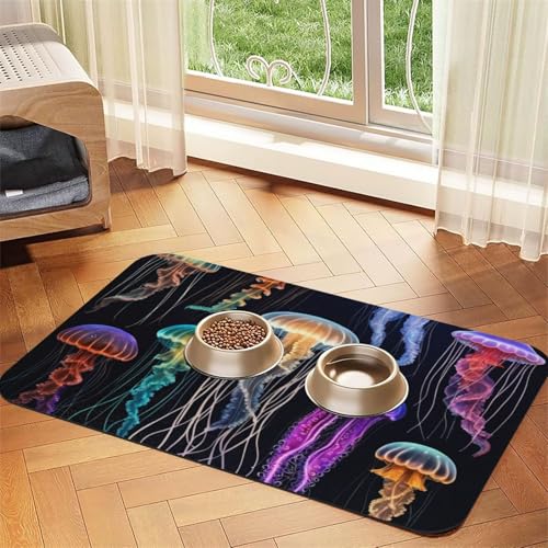 Saugfähige Leder-Tischdecke für Hunde und Katzen, Quallen-Ozean-Druck, Futtermatte aus Leder für Hunde und Katzen Saugfähige Leder-Tischdecke für Hunde und Katzen, Quallen-Ozean-Druck, Futtermatte aus Leder für Hunde und Katzen von LXqlSS
