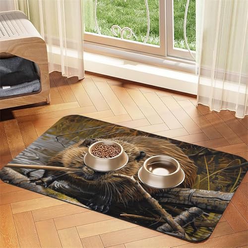 Saugfähige Leder-Tischdecke für Hunde und Katzen, Tierfuttermatte, Leder-Futtermatte für Hunde und Katzen von LXqlSS