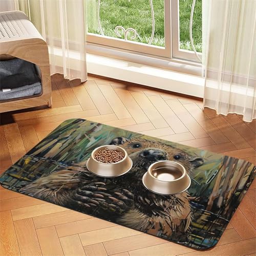 Saugfähige Leder-Tischdecke für Hunde und Katzen, Tierfuttermatte, Leder-Futtermatte für Hunde und Katzen von LXqlSS