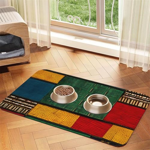 Saugfähige Leder-Tischdecke für Hunde und Katzen, afrikanischer Stil, Patchwork-Druck, Futtermatte für Hunde und Katzen Saugfähige Leder-Tischdecke für Hunde und Katzen, afrikanischer Stil, Patchwork-Druck, Futtermatte für Hunde und Katzen von LXqlSS