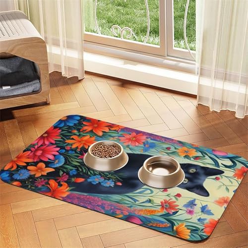 Saugfähige Leder-Tischdecke für Hunde und Katzen, mit Blumenverzierung, Futtermatte aus Leder für Hunde und Katzen Saugfähige Leder-Tischdecke für Hunde und Katzen, mit Blumenverzierung, Futtermatte aus Leder für Hunde und Katzen von LXqlSS