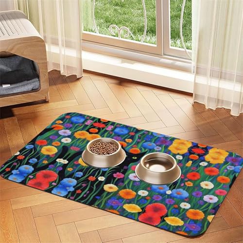 Saugfähige Leder-Tischdecke für Hunde und Katzen, mit Blumenverzierung, Futtermatte aus Leder für Hunde und Katzen Saugfähige Leder-Tischdecke für Hunde und Katzen, mit Blumenverzierung, Futtermatte aus Leder für Hunde und Katzen von LXqlSS