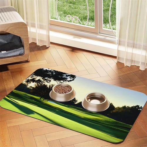 Saugfähige Leder-Tischdecke für Hunde und Katzen, mit Golfplatz-Aufdruck, Futtermatte aus Leder für Hunde und Katzen Saugfähige Leder-Tischdecke für Hunde und Katzen, mit Golfplatz-Aufdruck, Futtermatte aus Leder für Hunde und Katzen von LXqlSS