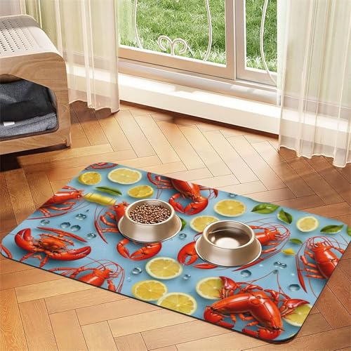 Saugfähige Leder-Tischdecke für Hunde und Katzen, mit Hummer- und Zitronenmuster, Futtermatte für Hunde und Katzen Saugfähige Leder-Tischdecke für Hunde und Katzen, mit Hummer- und Zitronenmuster, Futtermatte für Hunde und Katzen von LXqlSS