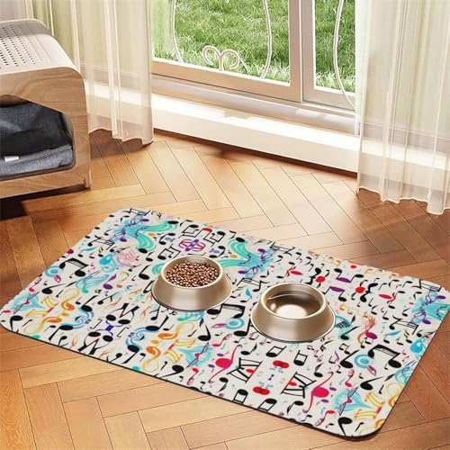 Saugfähige Leder-Tischdecke für Hunde und Katzen, mit Musiknoten-Aufdruck, Futtermatte aus Leder für Hunde und Katzen Saugfähige Leder-Tischdecke für Hunde und Katzen, mit Musiknoten-Aufdruck, Futtermatte aus Leder für Hunde und Katzen von LXqlSS