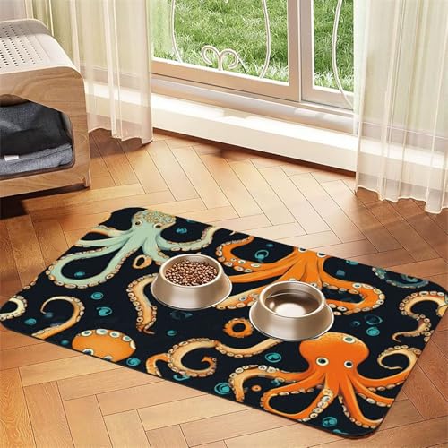 Saugfähige Leder-Tischdecke für Hunde und Katzen, mit Oktopus-Aufdruck, Futtermatte aus Leder für Hunde und Katzen Saugfähige Leder-Tischdecke für Hunde und Katzen, mit Oktopus-Aufdruck, Futtermatte aus Leder für Hunde und Katzen von LXqlSS