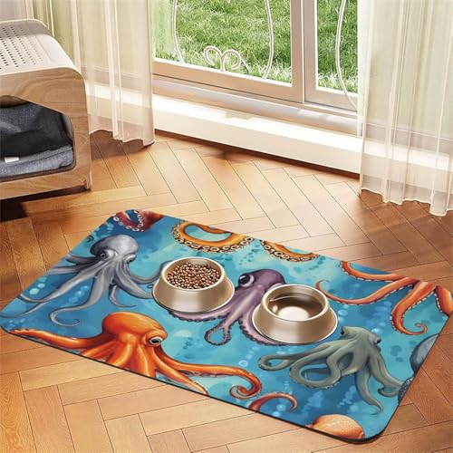 Saugfähige Leder-Tischdecke für Hunde und Katzen, mit Oktopus-Aufdruck, Futtermatte aus Leder für Hunde und Katzen Saugfähige Leder-Tischdecke für Hunde und Katzen, mit Oktopus-Aufdruck, Futtermatte aus Leder für Hunde und Katzen von LXqlSS