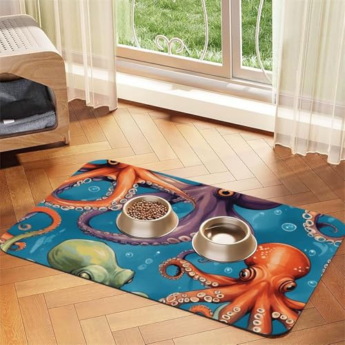 Saugfähige Leder-Tischdecke für Hunde und Katzen, mit Oktopus-Aufdruck, Futtermatte aus Leder für Hunde und Katzen Saugfähige Leder-Tischdecke für Hunde und Katzen, mit Oktopus-Aufdruck, Futtermatte aus Leder für Hunde und Katzen von LXqlSS